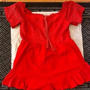 Red Crotchet Romper (off-shoulder)